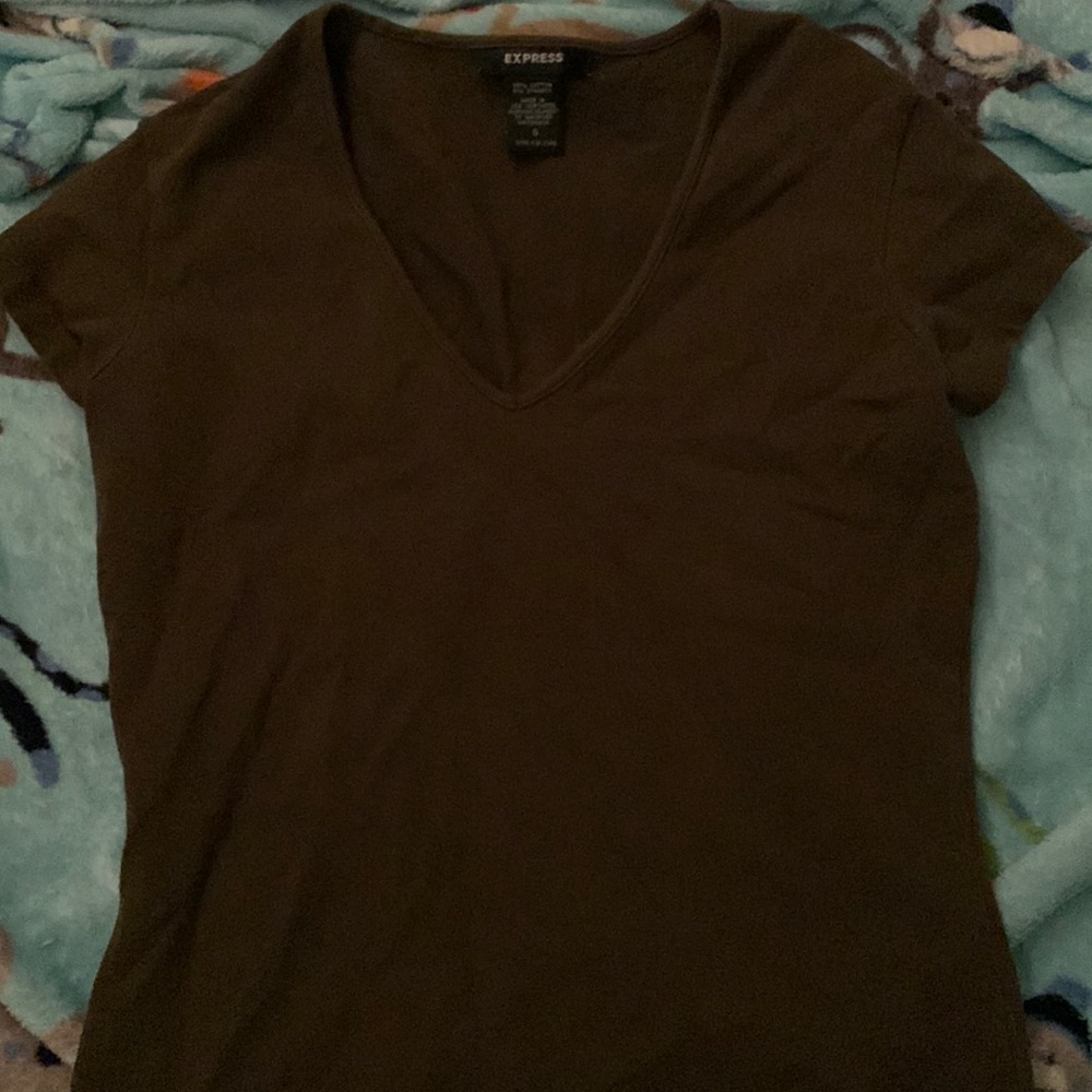 brown v neck express top